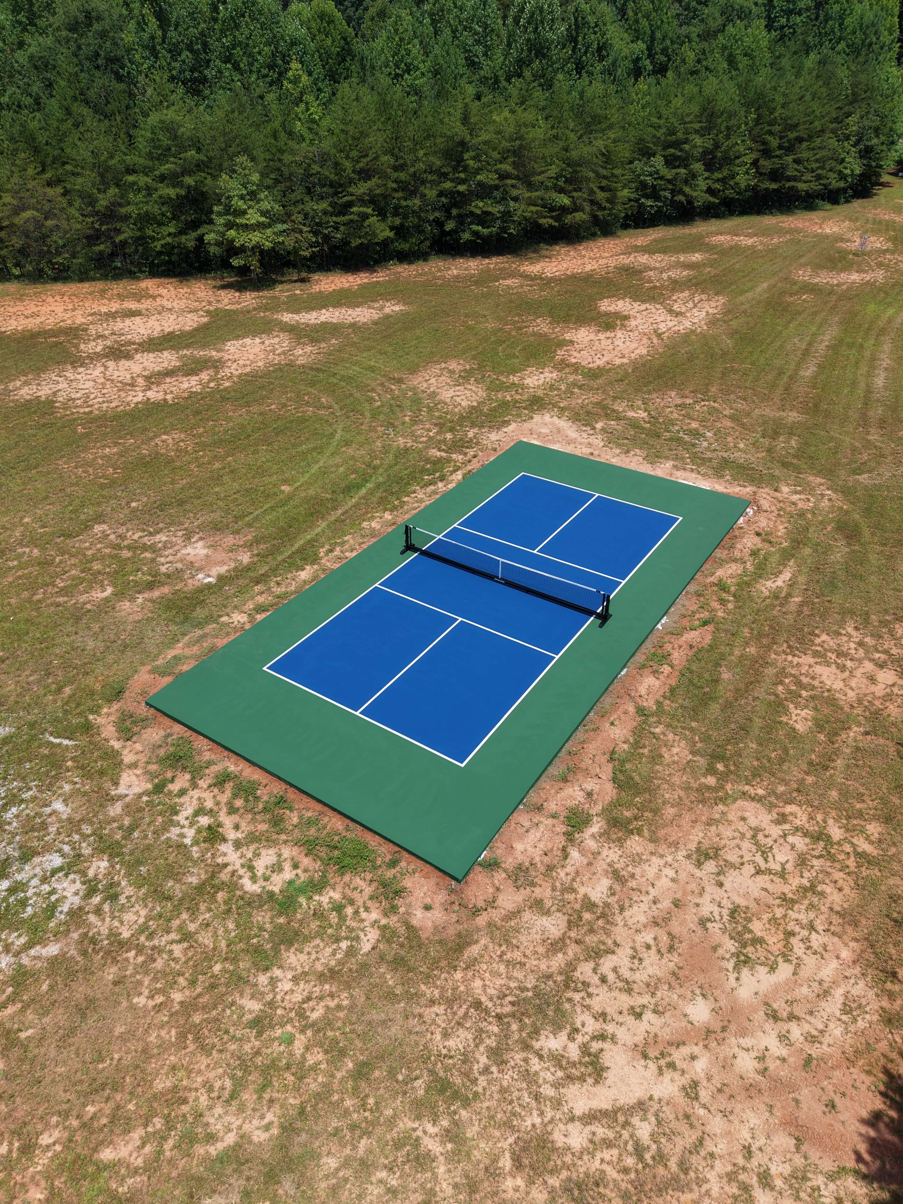 Aerial view of a finished pickleball court