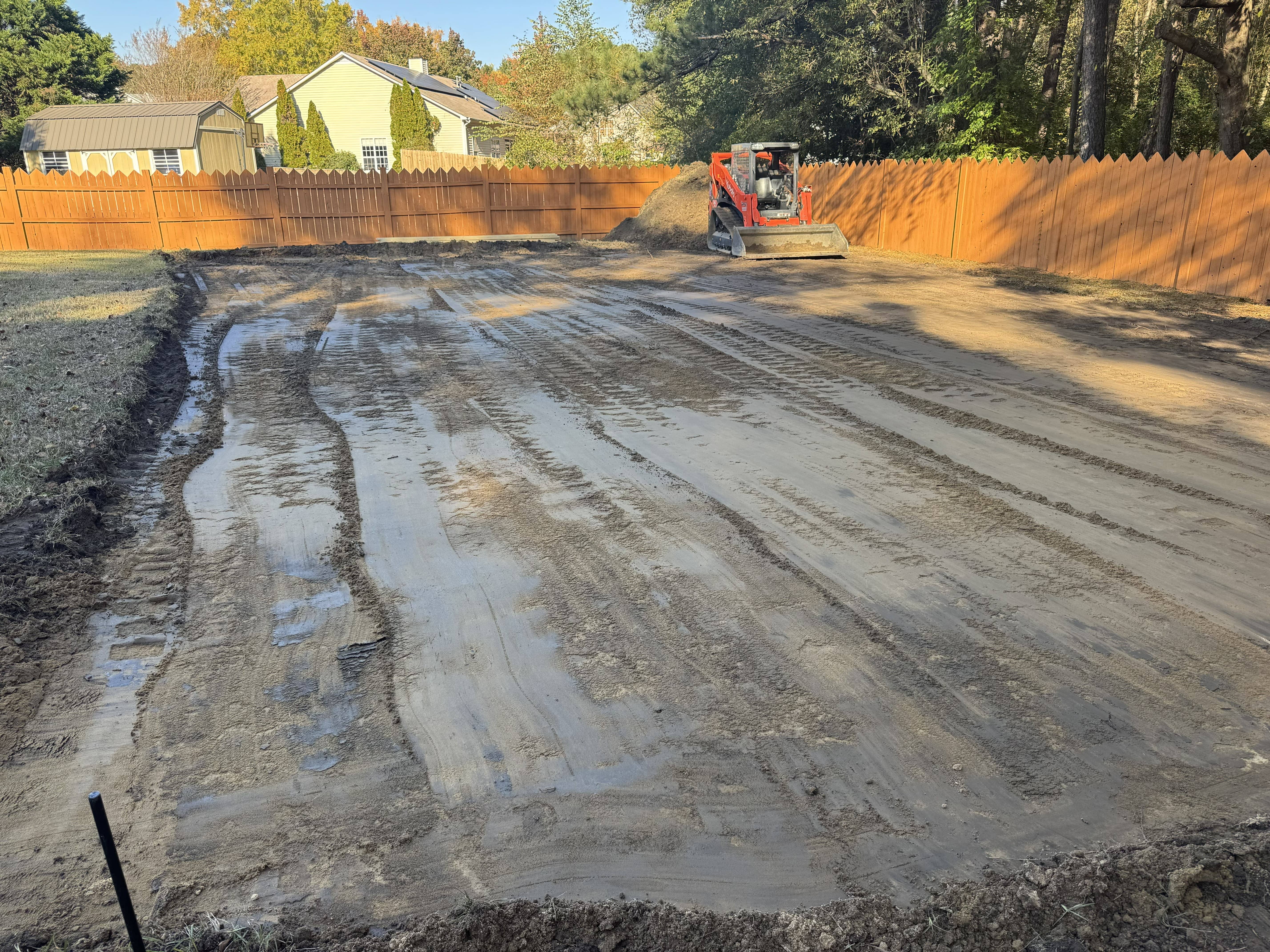 Backyard pickleball court construction or completed court